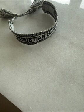 Dior Gray and Black Woven Logo Friendship Bracelet